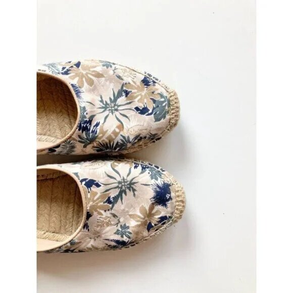RAG & BONE Georgie Floral Canvas Leather Flat Slip On Espadrille Flats, Size 37 - Picture 5 of 14